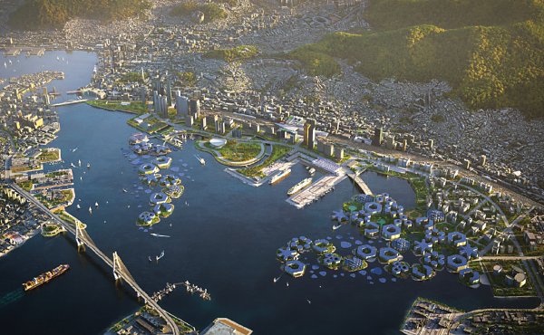 Oceanix Busan in the Republic of Korea is designed as the world’s first prototype sustainable floating city.