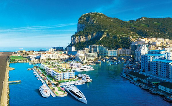 CGI of the new superyacht berths surrounding the innovative Marina Club residences at Marina Bay and Ocean Village in Gibraltar.