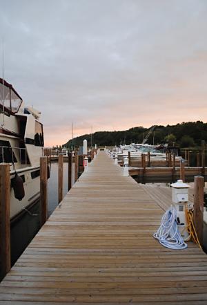 A floating timber dock system, manufactured locally, reflects the preference for natural materials.
